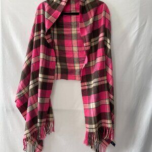Gap Womens Multicolor Fringe Hem Plaid Print Cozy Autumn Comfort Scarf One Size